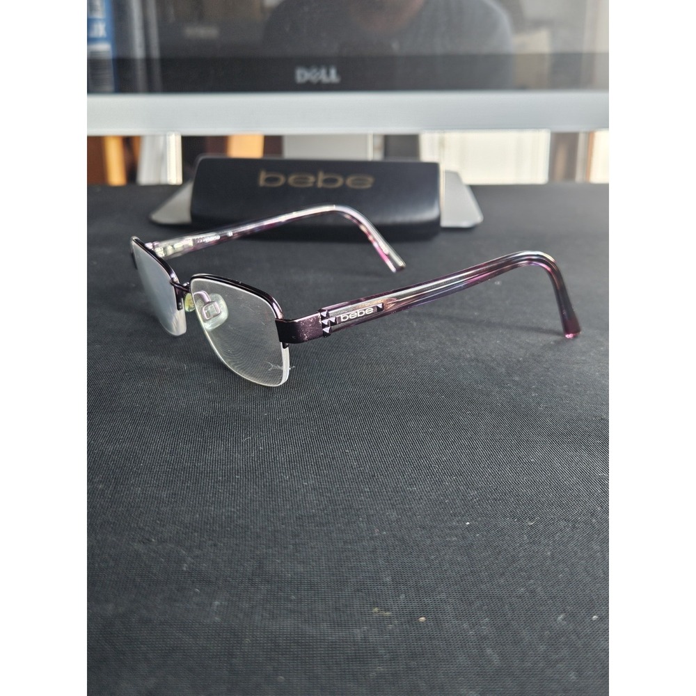 Bebe Tough Cookie BB5127 Plum Semi-Rimless Eyeglass Frames 51-17-140 Case - Picture 2 of 7